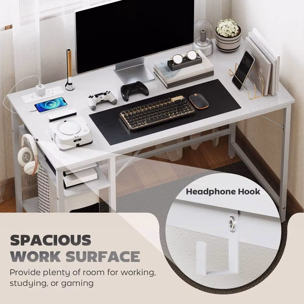 Wyld Haus Vima White Modern Home Office and Gaming Desk, W: 120 cm, D: 60 cm, H: 75 cm – 5