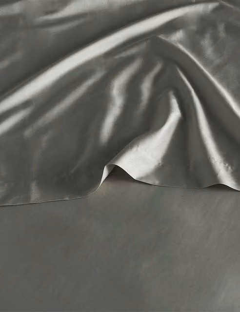 Bedfolk Pure Cotton 300 Thread Count Flat Sheet, Khaki, W/D/H: 90 x 190 cm