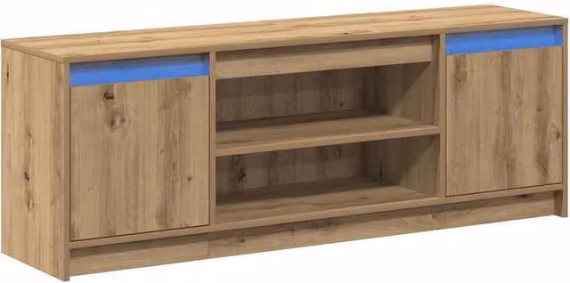 Berkfield Home Modern TV Cabinet with LED in Artisan Oak, Brown, W/D/H: 139.5 x 34 x 50 cm