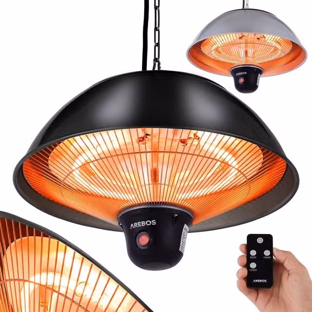 AREBOS Black Electric Infrared Radiant Ceiling Heater