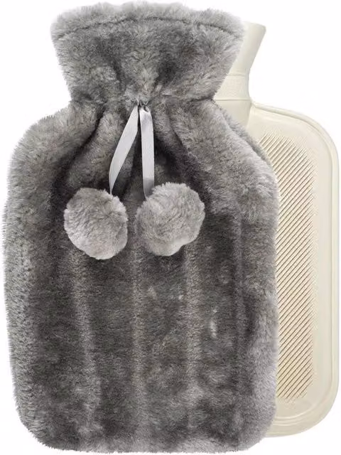 FLAVORA Large 2L Natural Rubber Hot Water Bottle in Grey