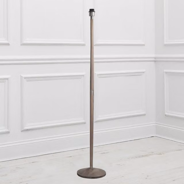 Voyage Maison Solensis Small Modern Grey Wood Tabletop Cylinder Lamp Base