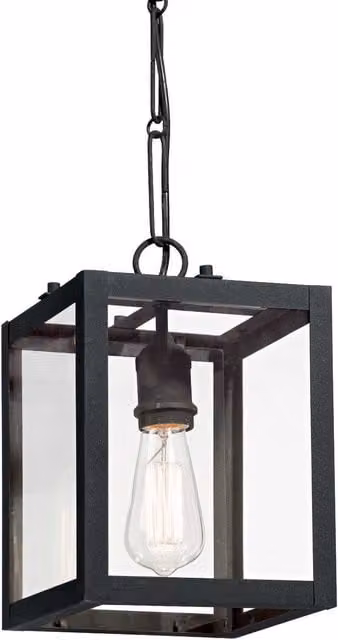 Ideal Lux Igor Modern Black Metal and Transparent Glass 1 Light Suspended Ceiling Lantern Pendant Bar