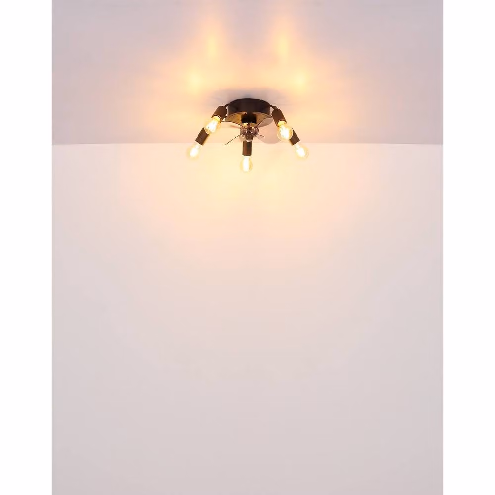 Globo Lighting Modern Black Ceiling Fan with Remote Control and Timer, Diameter: 42 cm, 5x E27 Sockets – 5