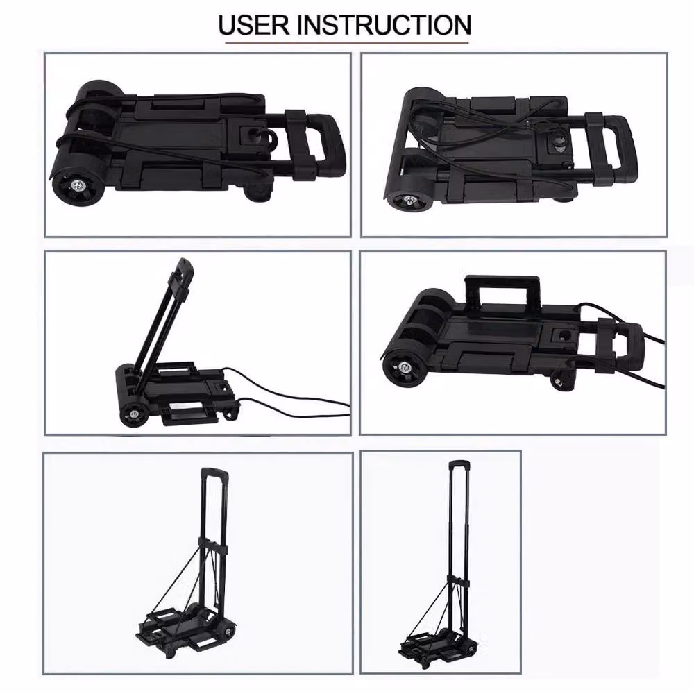 NESTLUNE Heavy Duty Folding Lightweight Hand Sack Trolley Cart in Black, W: 52 cm, H: 1000 cm – 3