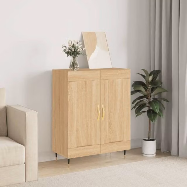 Berkfield Home Sonoma Oak Sideboard in Brown, W/D/H: 69.5 x 34 x 90 cm