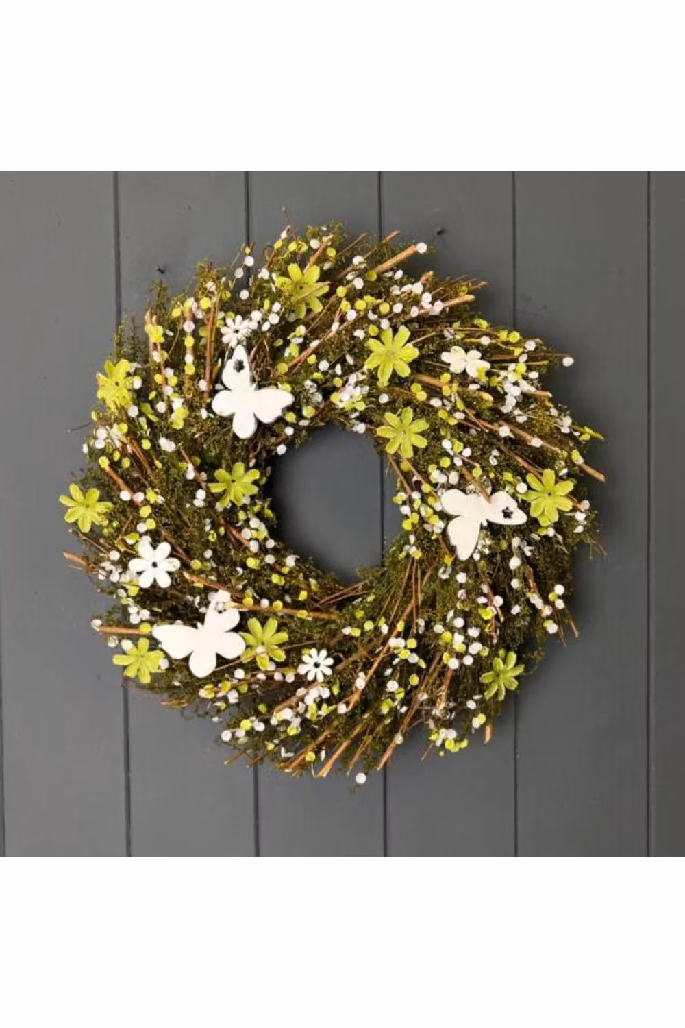 KDMD Twig Flower and Butterfly Wreath in Green – 2