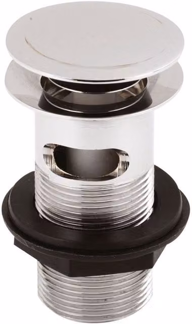 Balterley Round Stainless Steel Slotted Push Button Basin Waste in Silver Chrome, W/D/H: 6.1 x 9.7 x 6.1 cm