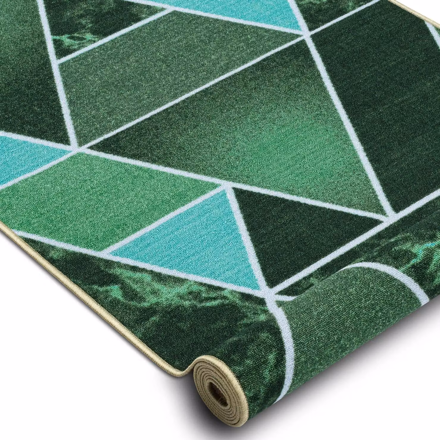 RugsX Geometric Anti-Slip Triangle Runner in Green, W/D/H: 110 x 240 cm – 2
