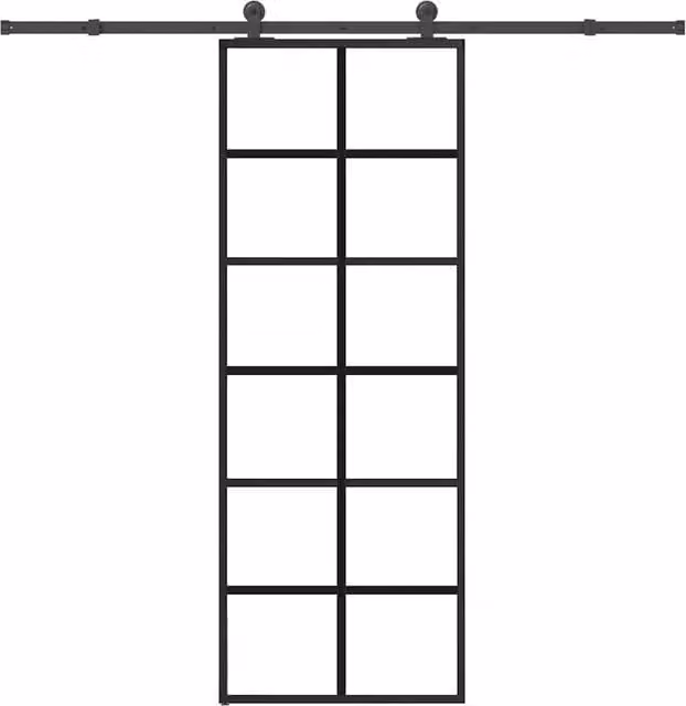 Berkfield Home Modern Sliding Door with Hardware Set, Black ESG Glass and Aluminium, W: 76 cm, H: 205 cm – 1