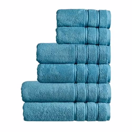 Christy Antalya 6 Piece Luxury Family Towel Set in Blue, 600GSM 100% Turkish Cotton