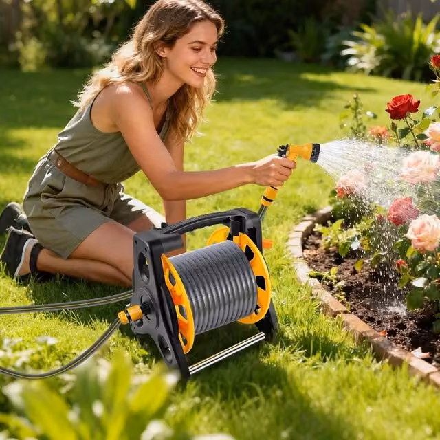 EONLION Garden Hose Reel with 25m Hose in Yellow – 1