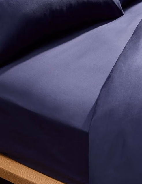 M&S Egyptian Cotton 230 Thread Count Crisp Extra Deep Fitted Sheet in Midnight Navy