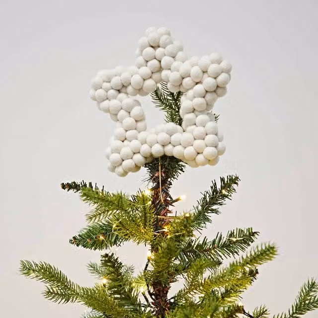 Paper High Felt Star Christmas Tree Topper in Natural Beige