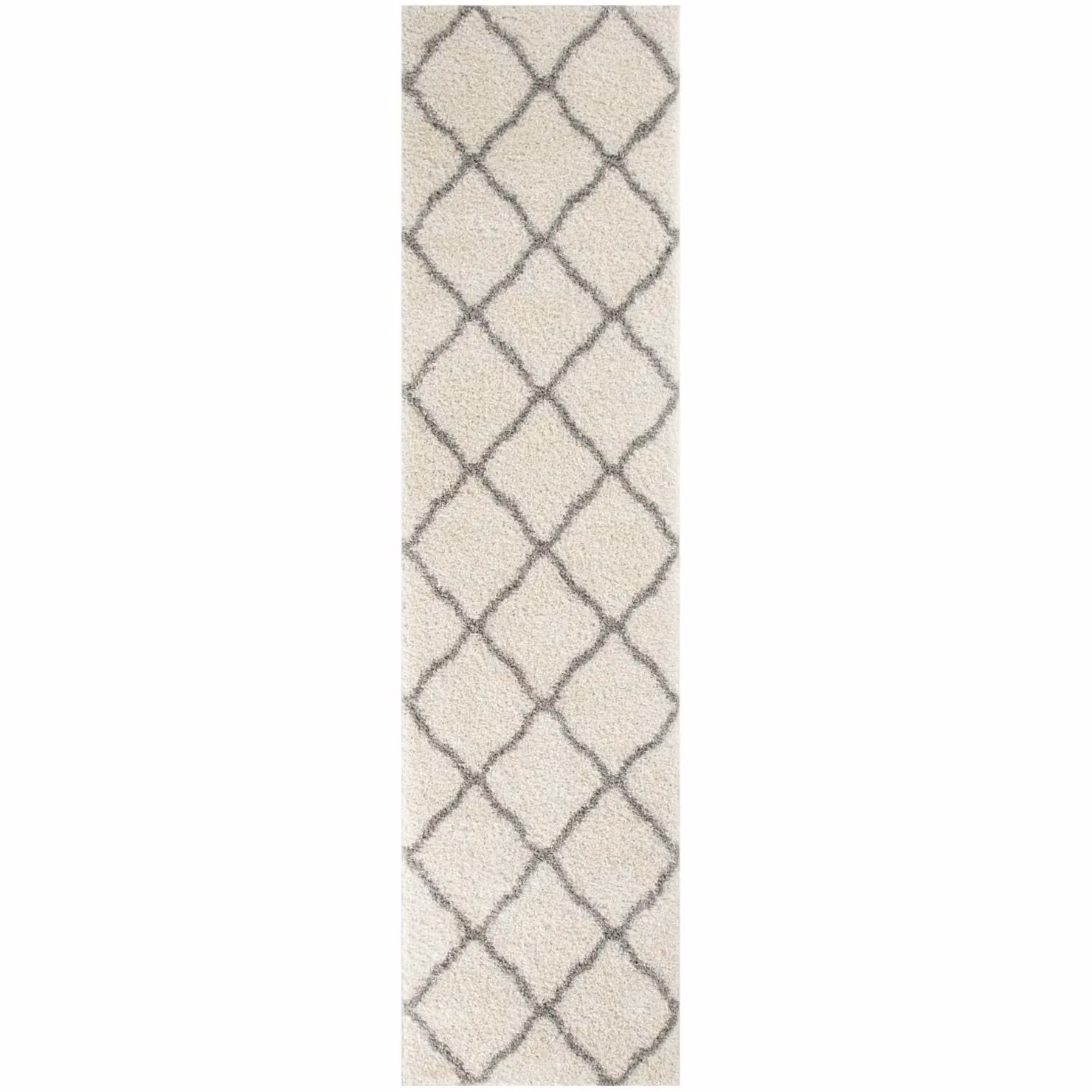 THE RUGS Modern Moroccan Shaggy Area Rug in White and Grey, W: 180 cm, D: 270 cm – 4