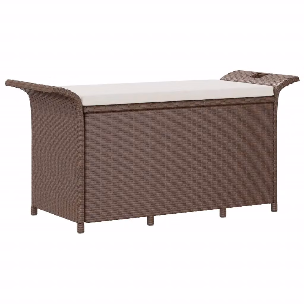 Berkfield Home Brown Poly Rattan Garden Bench with Cushion W/D/H: 116 x 46 x 57 cm – 2