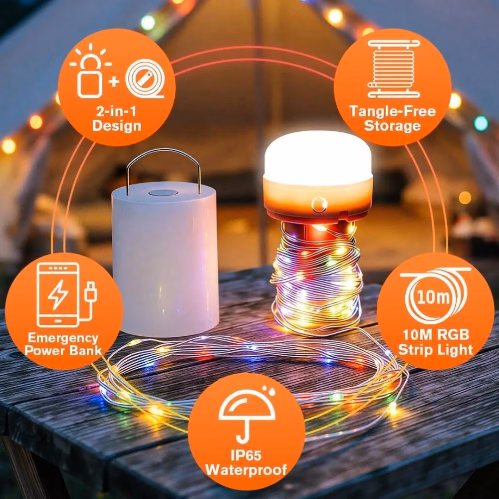 Kelvenix White USB Rechargeable LED Camping Lantern with IP65 Waterproof Rating and Magnetic Base – 8