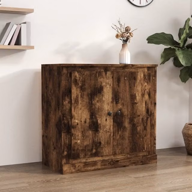 Berkfield Home Smoked Oak Sideboard in Brown, W/D/H: 70 x 35.5 x 67.5 cm