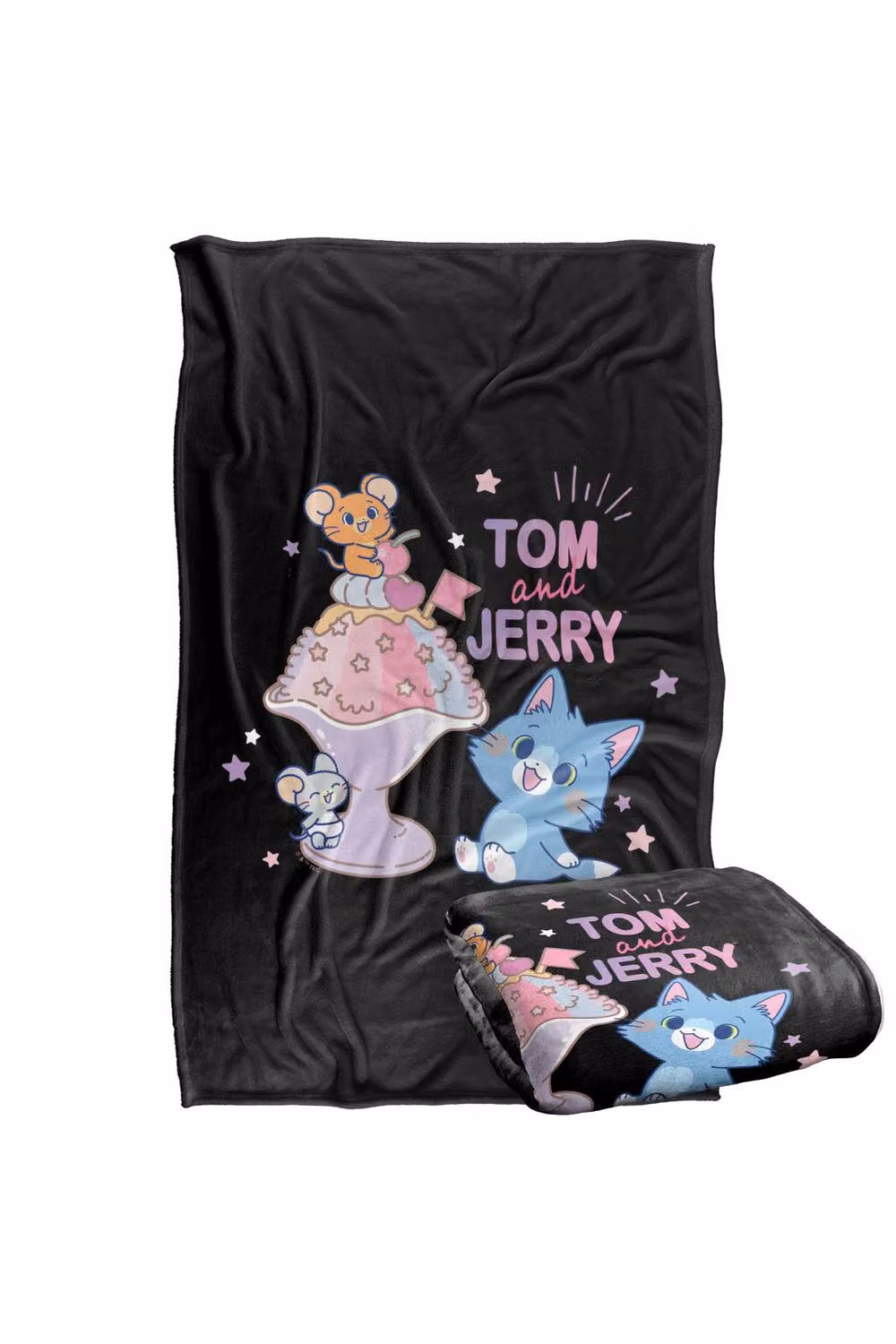 Warner Bros. Gokko X Tom & Jerry Snowcone Friends Silky Touch Super Soft Fluffy Throw Blanket, Multicolour and Black, Large – 2