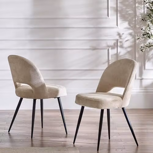 Julian Bowen Ella Set of 2 Upholstered Dining Chairs in Beige and Grey – 2