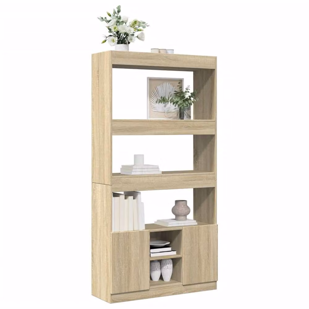 Berkfield Home Sonoma Oak Highboard in Light Brown, W/D/H: 92 x 33 x 180 cm – 3
