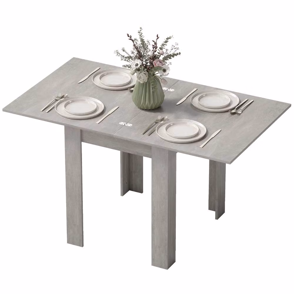 STILVORA Modern Extendable Grey Dining Table with Butterfly Drop Leaf for 4 to 6 People – 2