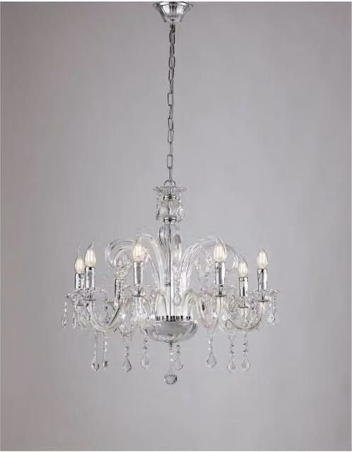 Netlighting 8 Light Modern Crystal Ceiling Chandelier in Chrome and Silver, W/D/H: 70 x 70 x 65 cm – 1