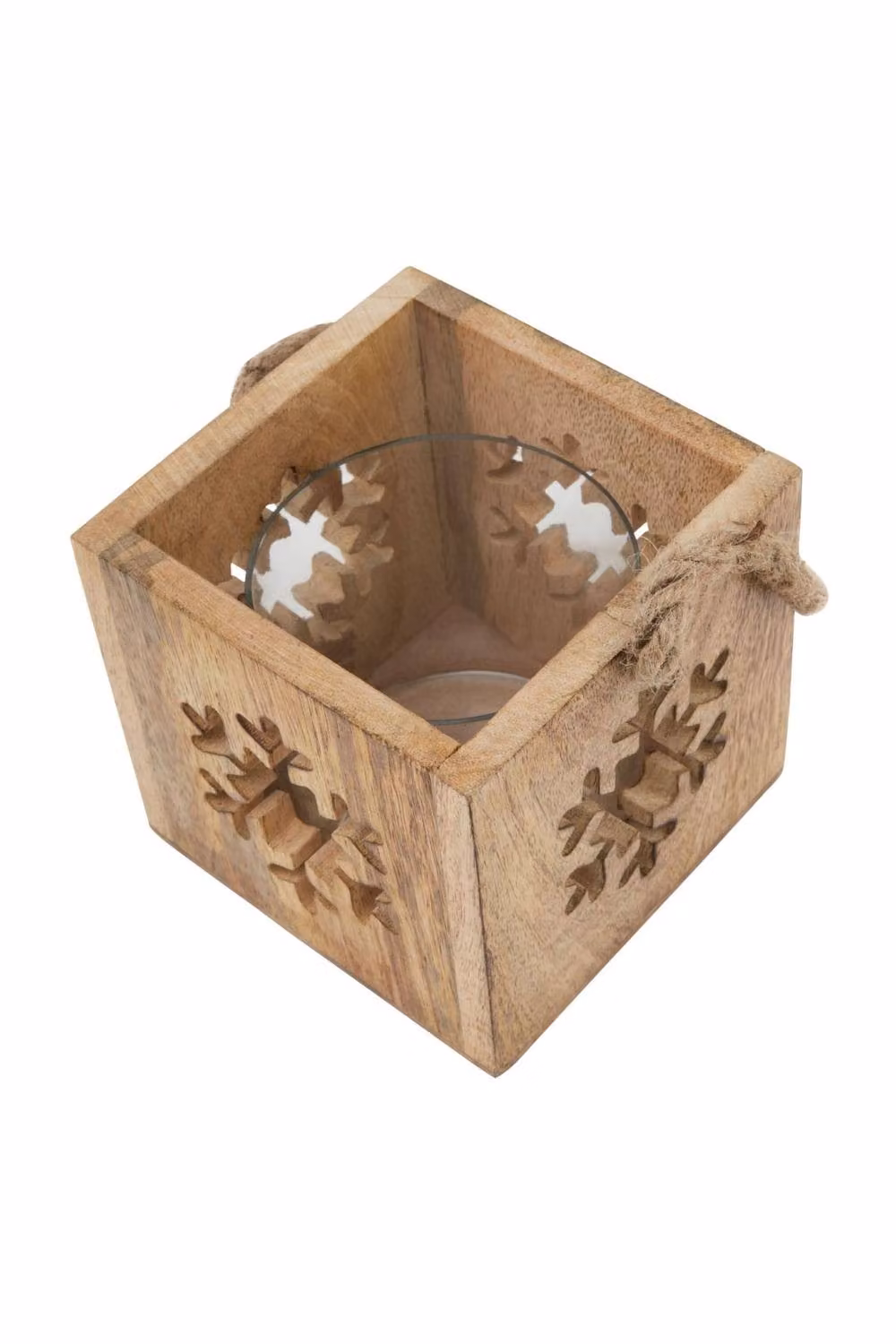 KDMD Natural Wooden Snowflake Tealight Candle Holder in Brown – 2