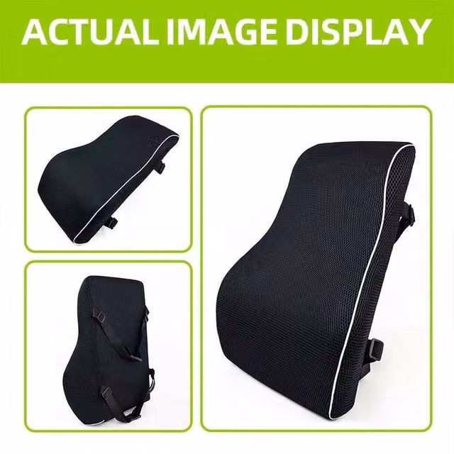 EONLION Contoured Memory Foam Seat Cushion and Lumbar Back Support Pillow, Black, W/D: 120 x 90 cm