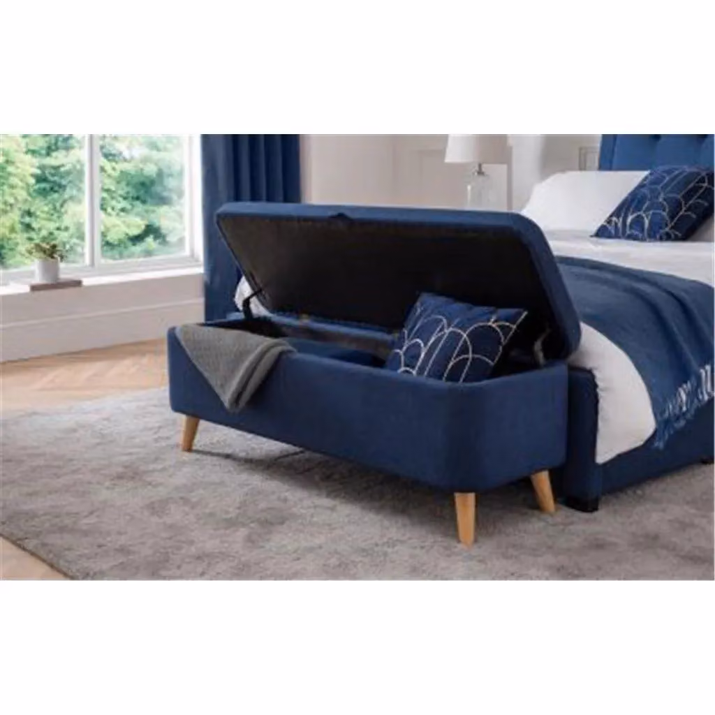 Ashfield Stilted Premium Ocean Blue Fabric Blanket Box in Dark Blue – 2