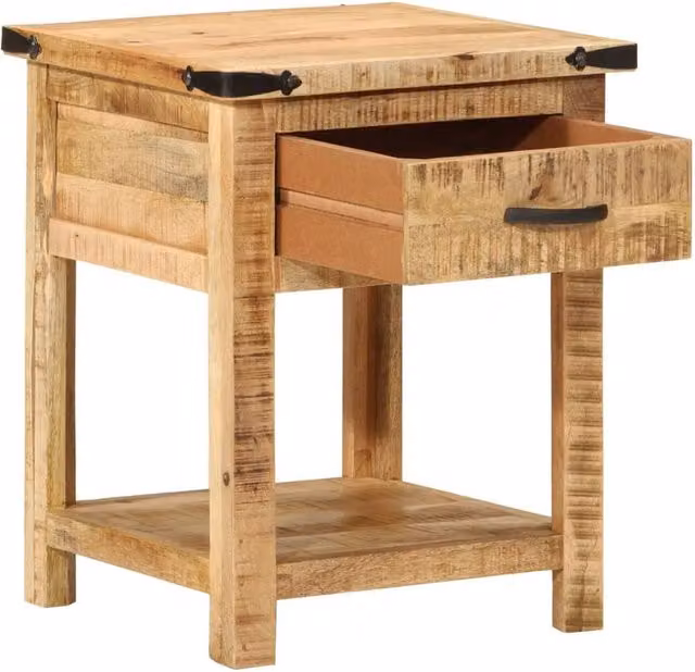 Berkfield Home Bedside Cabinet in Brown Solid Mango Wood, W/D/H: 40 x 40 x 50 cm