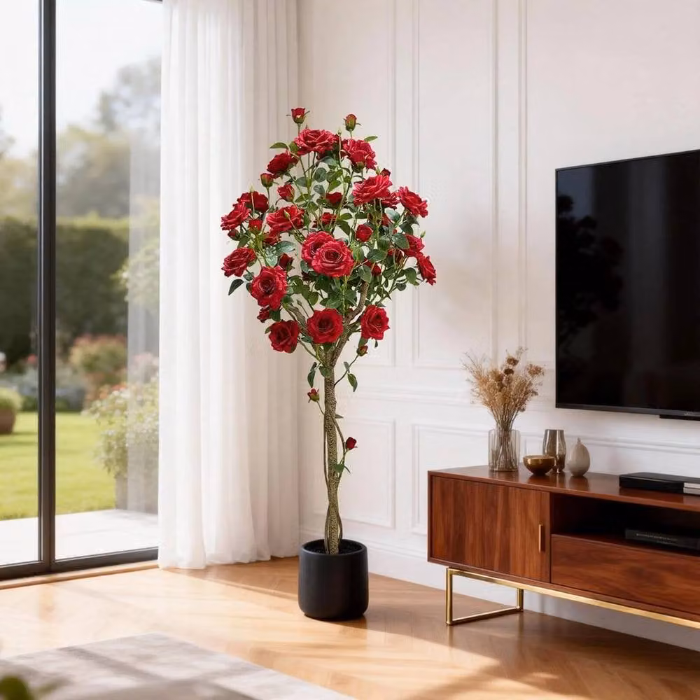 VOGREX 152.4 cm Artificial Rose Tree in Red, Green or Multicolour – 4