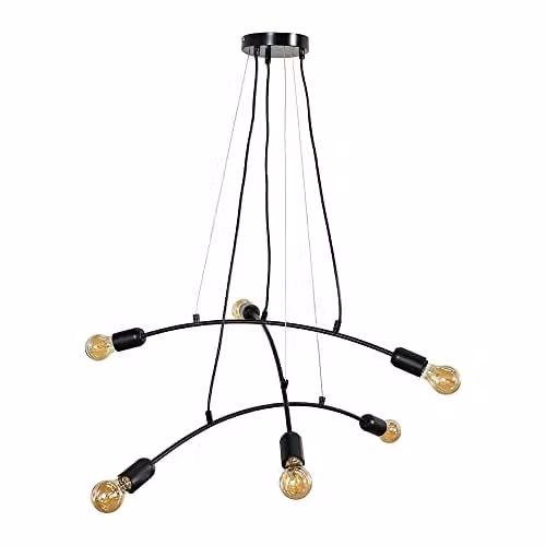 ValueLights Sandie 6 Way Industrial Black Metal Suspended Bar Ceiling Light Fitting – 1