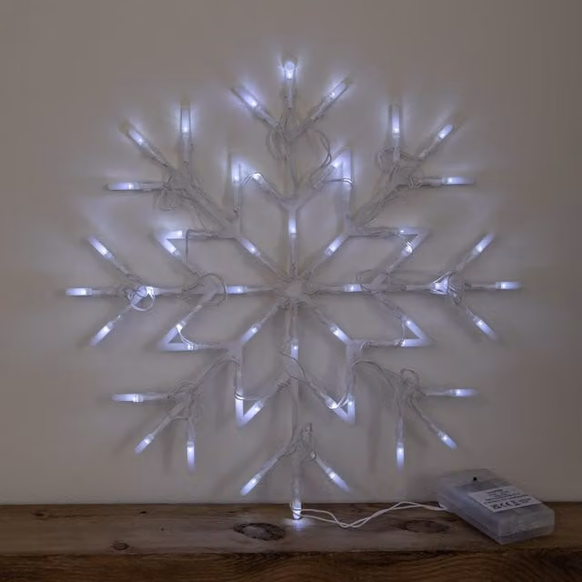 Samuel Alexander White Battery Operated Light Up Christmas Snowflake Pendant, 34 cm – 1