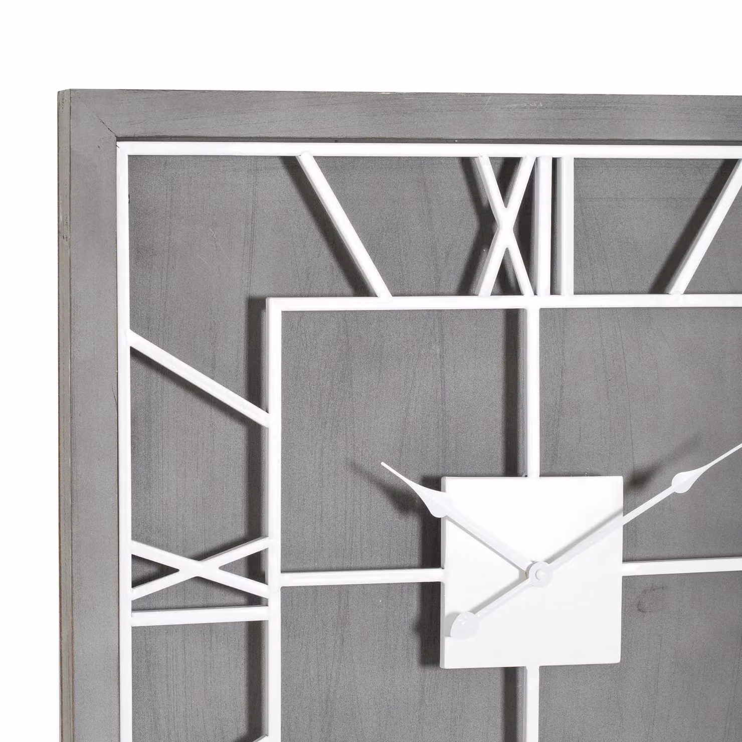 Love Lace Williston Grey Square Quartz Wall Clock in Silver and White – 2