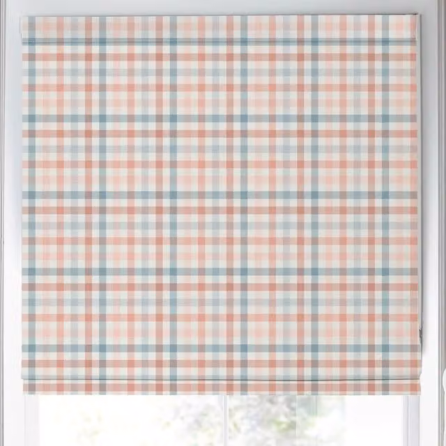 Laura Ashley Cove Check Blackout Made to Measure Roman Blind in Pink