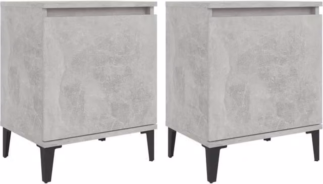 Berkfield Home Set of 2 Bedside Cabinets with Metal Legs in Concrete Grey, W/D/H: 40 x 30 x 50 cm – 1