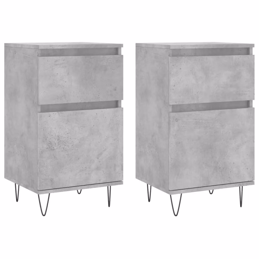 Berkfield Home Set of 2 Industrial Sideboards in Concrete Grey, W/D/H: 40 x 35 x 70 cm – 2