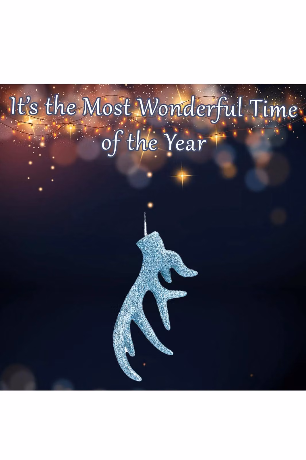 VFM e-Store Hanging Stag Antler Christmas Tree Ornament, Ice Blue, H 17 cm x W 7 cm x D 2.5 cm – 2