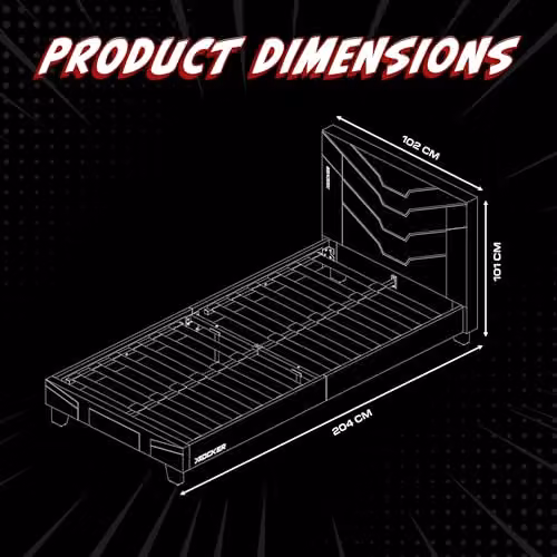 X Rocker Cerberus MKII Upholstered Gaming Bed Frame in Blue for Kids and Teens, W/D/H: 90 x 190 cm – 3