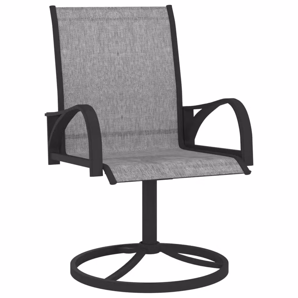 Berkfield Home Set of 2 Grey Garden Swivel Chairs with Textilene Fabric and Powder Coated Steel Frame – 2