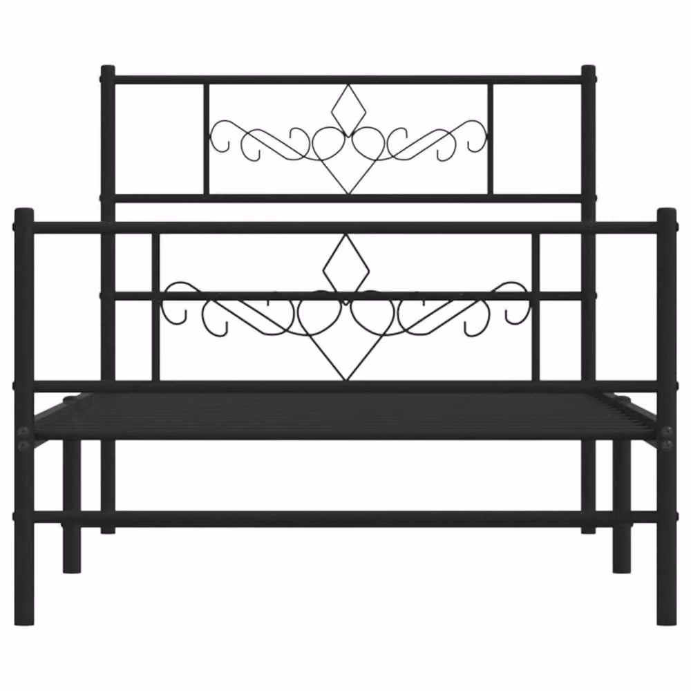 Berkfield Home Metal Bed Frame with Headboard and Footboard in Black, W/D/H: 80 x 200 cm – 2