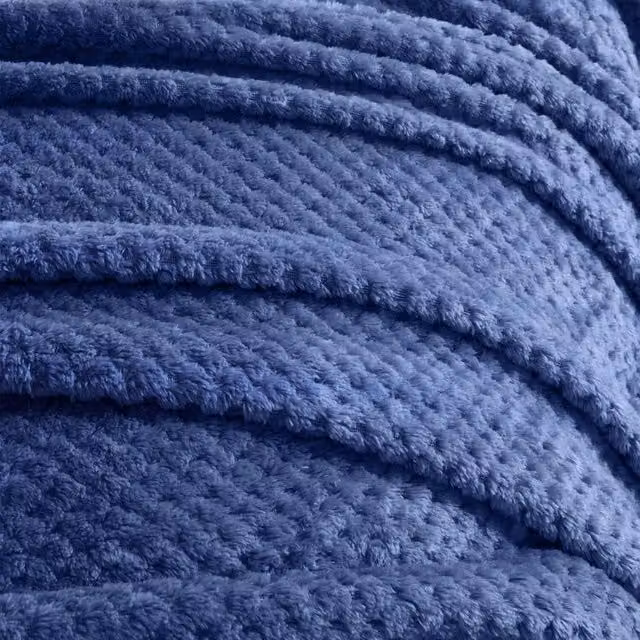 Dreamscene Waffle Honeycomb Mink Throw in Navy Blue, W: 150 cm
