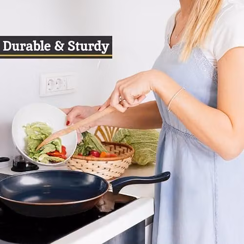 Premier Housewares Non-Stick Carbon Steel Frying Pan, Black, 24 cm – 3