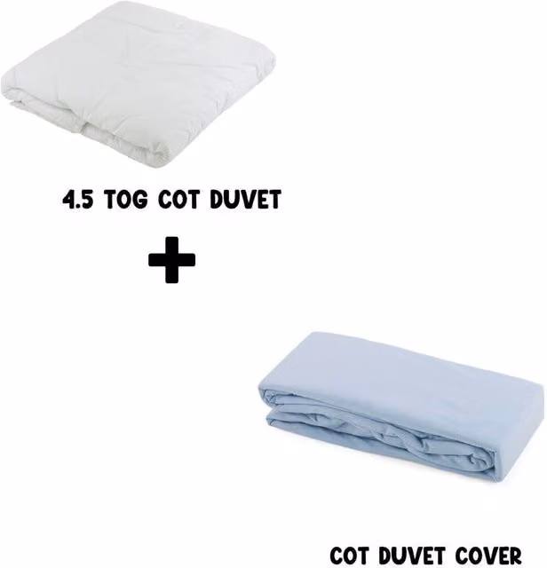 Junior Joy Blue Cotton Baby Duvet Cover Set, W/D/H: 100 x 120 cm
