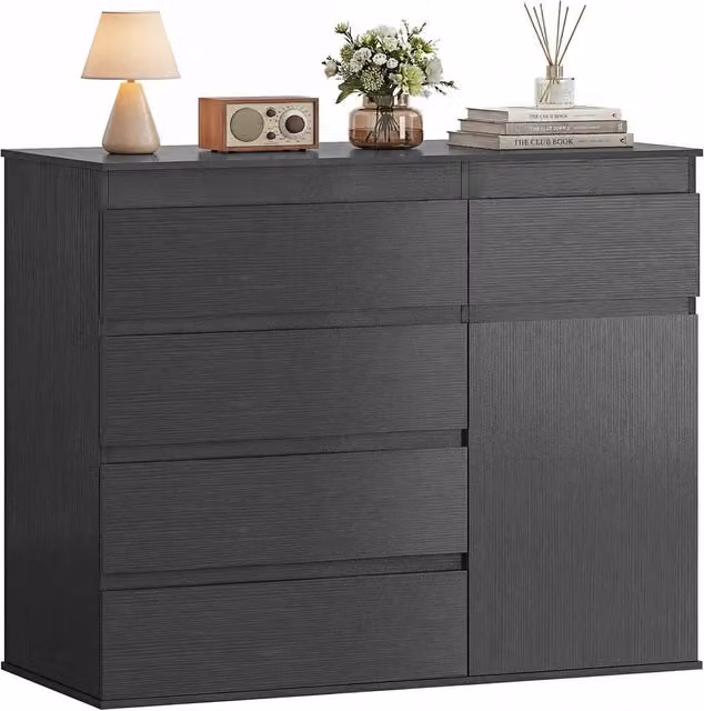 FORGEVIO 5 Drawer Chest of Drawers in Black – 1