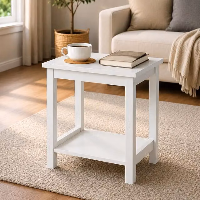Spot On Dealz Modern Square Small Side Table in White with Matt MDF Laminate Finish