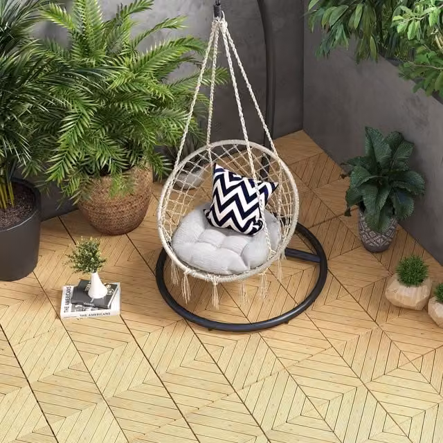 Outsunny 9 Pcs Yellow Wooden Interlocking Outdoor Flooring Tiles