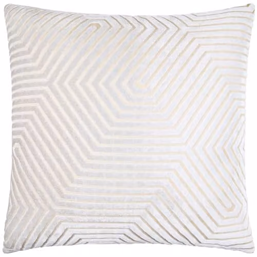 Paoletti Evoke Square Velvet Cushion in Beige and White, W/D/H: 55 x 55 x 55 cm