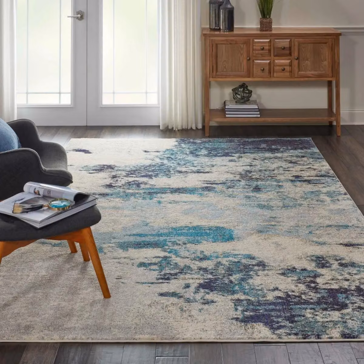 The Rug Shop UK Modern Abstract Stain-Resistant Area Rug in White and Multicolour, W: 240 cm, D: 320 cm – 3